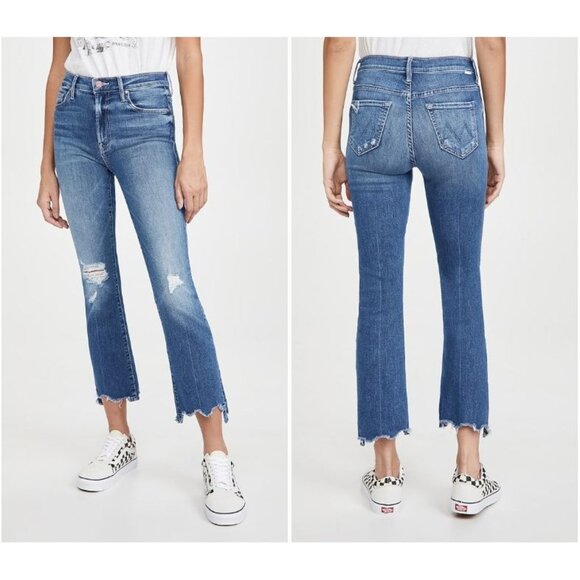 MOTHER Denim - Mother Jeans The Insider Crop Step Chew Women's Size 28 Medium Wash Distressed